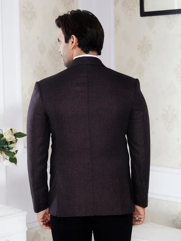 Brown_Jute_Texture_Men_S_Regular_Fit_Formal_Blazer_Dark_Brown_Dry_Clean_Only