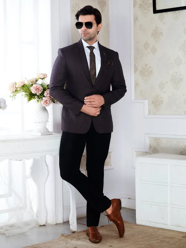 Brown_Jute_Texture_Men_S_Regular_Fit_Formal_Blazer_Dark_Brown_Dry_Clean_Only