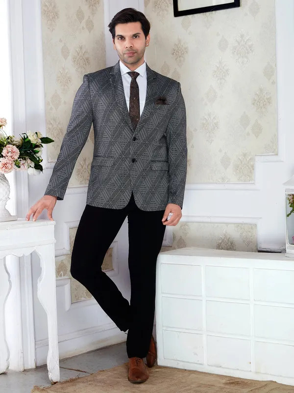 Grey_Knitted_Lycra_Men_S_Regular_Fit_Formal_Blazer_Charcoal_Grey_Dry_Clean_Only