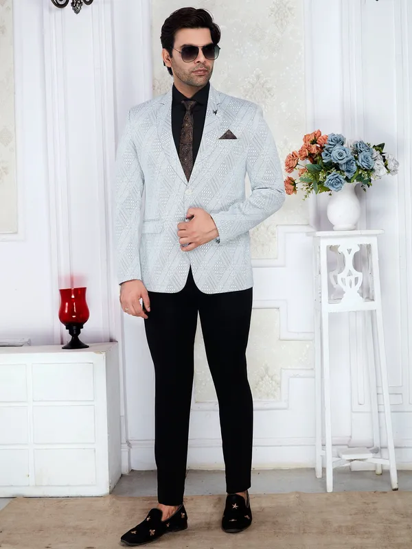 Ice_Grey_Knitted_Lycra_Men_S_Regular_Fit_Formal_Blazer_Silver_Grey_Dry_Clean_Only
