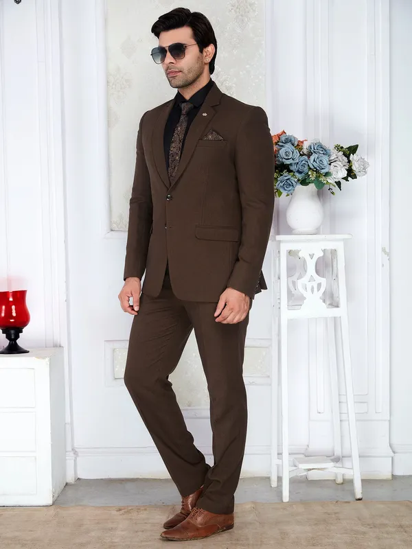 Coffee_Brown_2_Piece_Suit_For_Men_Regular_Fit_Wedding_Dark_Brown_Dry_Clean_Only