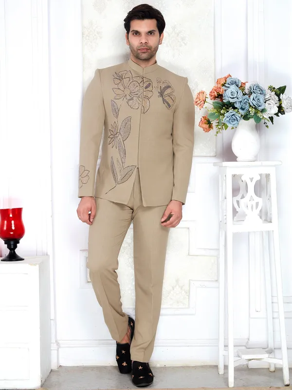Beige_Embroidered_Bandhgala_Suit_For_Men_Wedding_Wear_Beige