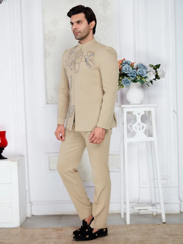 Beige_Embroidered_Bandhgala_Suit_For_Men_Wedding_Wear_Beige