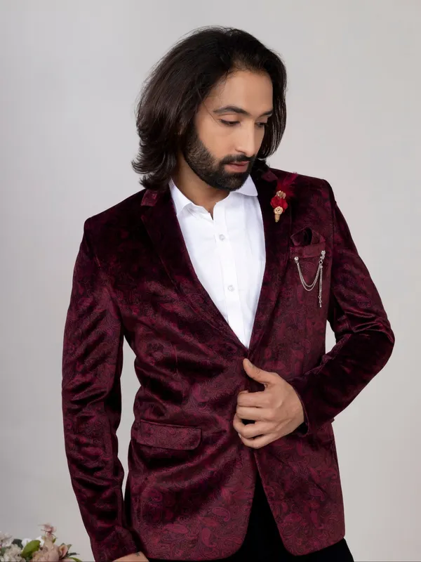 Men_S_Wine_Velvet_Paisley_Party_Wear_Blazer_Burgandy