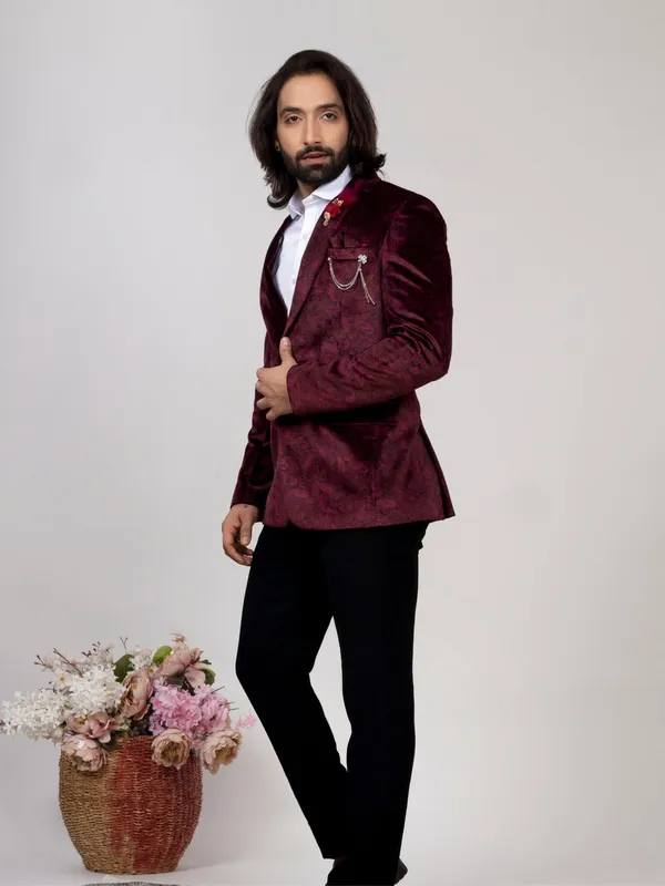 Men_S_Wine_Velvet_Paisley_Party_Wear_Blazer_Burgandy
