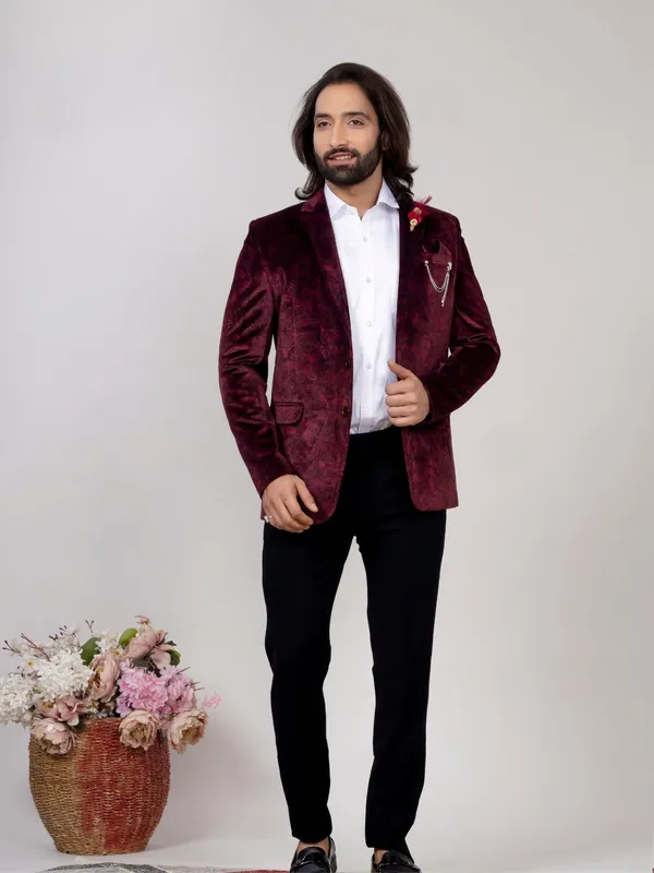 Men_S_Wine_Velvet_Paisley_Party_Wear_Blazer_Burgandy