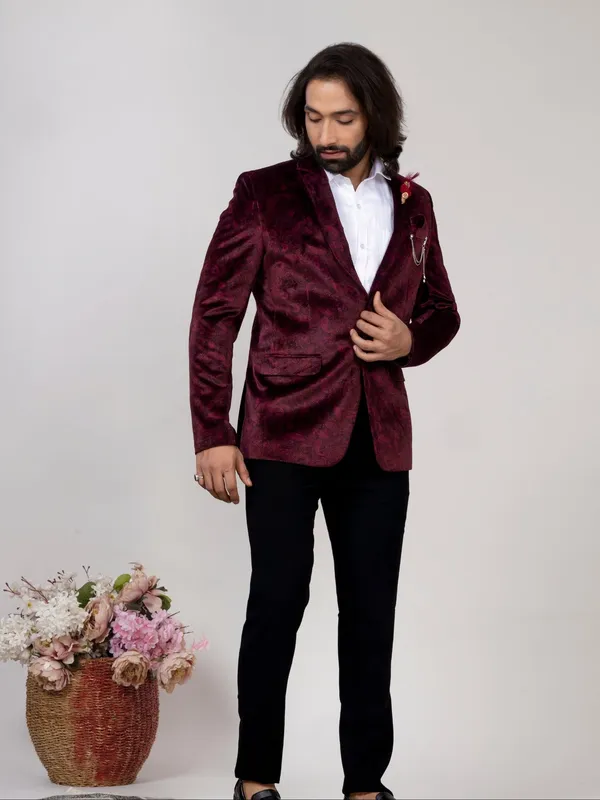 Men_S_Wine_Velvet_Paisley_Party_Wear_Blazer_Burgandy