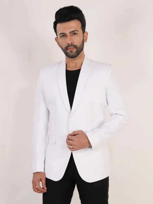 White_Matty_Regular_Fit_Single_Breasted_Blazer_White