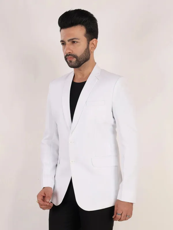 White_Matty_Regular_Fit_Single_Breasted_Blazer_White