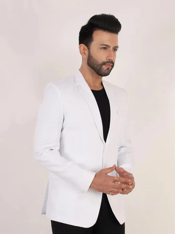 White_Matty_Regular_Fit_Single_Breasted_Blazer_White
