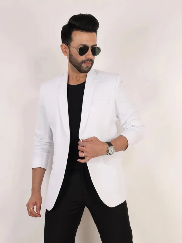White_Matty_Regular_Fit_Single_Breasted_Blazer_White