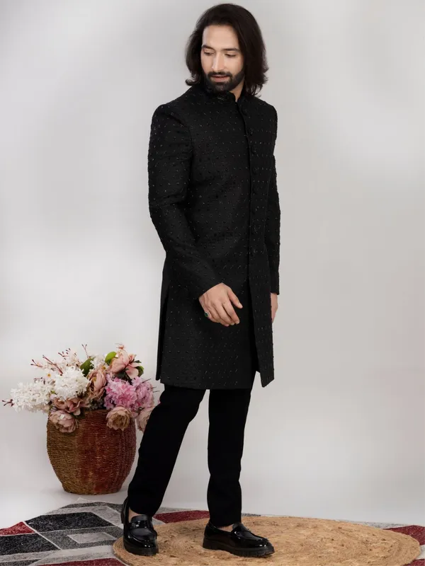 Men_S_Black_Hand_Embroidered_Regular_Fit_Sherwani_Black