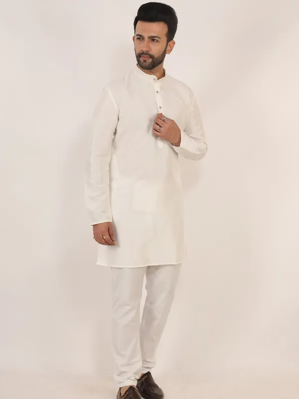 White_Dupion_Kurta_Pajama_Set_White