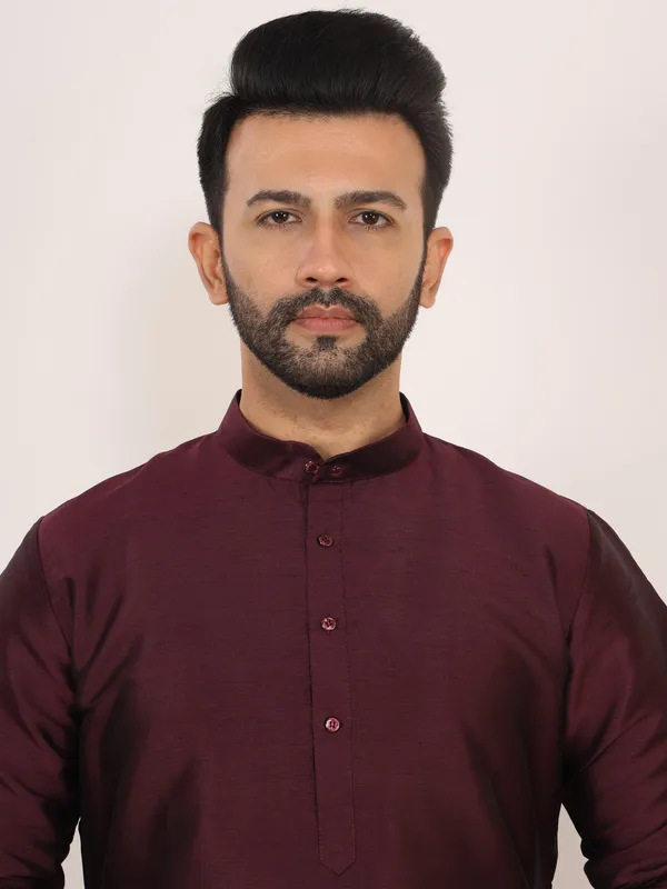 Wine_Kurta_Pajama_Set_Wine