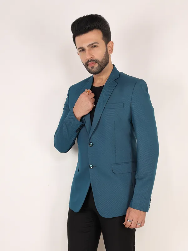 Teal_Blue_Matty_Regular_Fit_Single_Breasted_Blazer