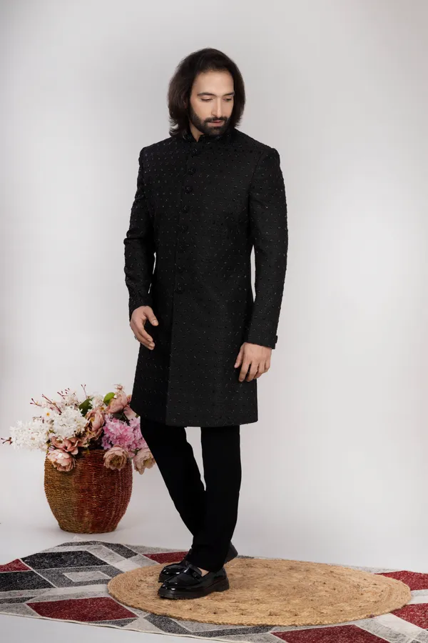 Men's_Black_Hand_Embroidered_Regular_Fit_Sherwani