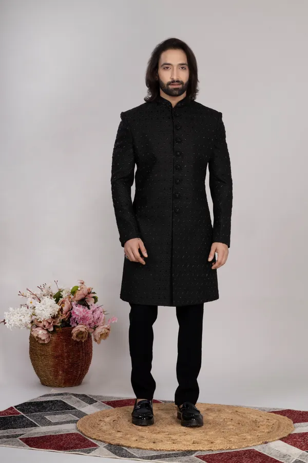 Men's_Black_Hand_Embroidered_Regular_Fit_Sherwani