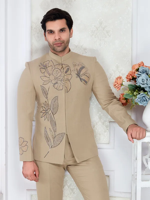 Beige_Embroidered_Bandhgala_Suit_for_Men_Wedding_Wear