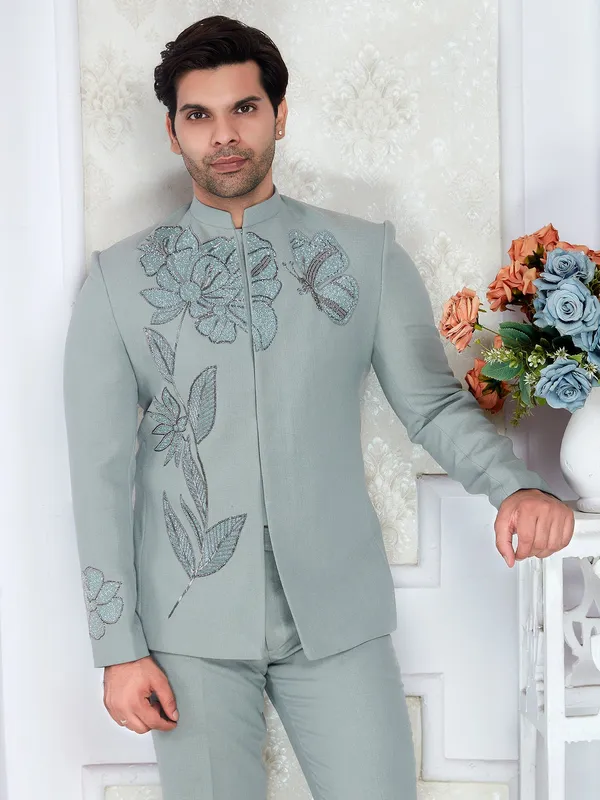 Sage_Green_Floral_Embroidered_Regular_Fit_Jodhpuri_Suit