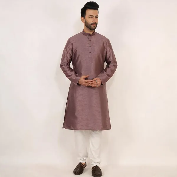 Dusty_Rose_Dupion_Silk_Regular_Fit_Kurta_Pajama_Set_For_Men
