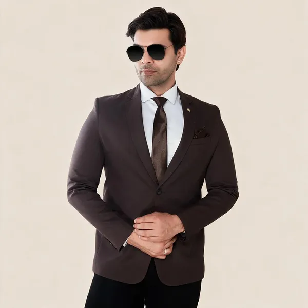 Brown_Terrycloth_Regular_Fit_Formal_Blazer_For_Men