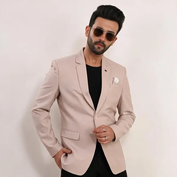 Light_Pink_Tr_Suiting_Regular_Fit_Single_Breasted_Blazer_For_Men