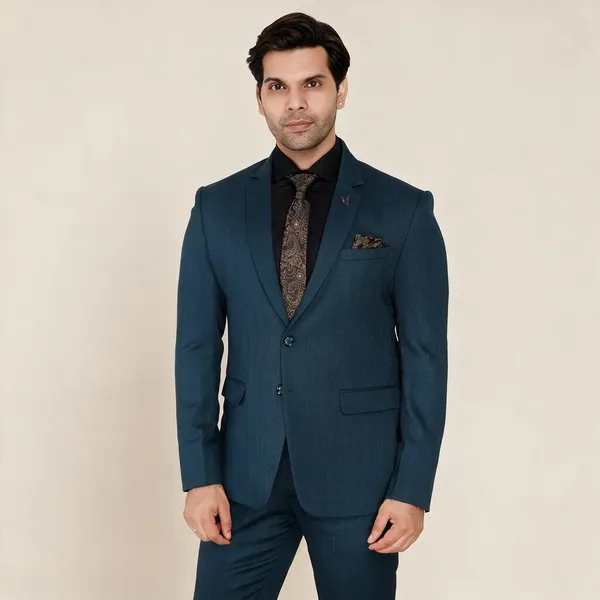Teal_Blue_Terrycloth_Regular_Fit_Formal_Blazer_For_Men