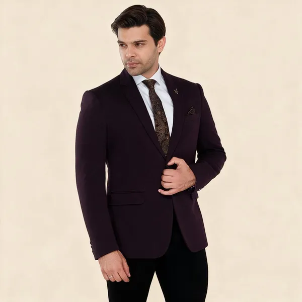Wine_Purple_Knitted_Regular_Fit_Formal_Blazer_For_Men