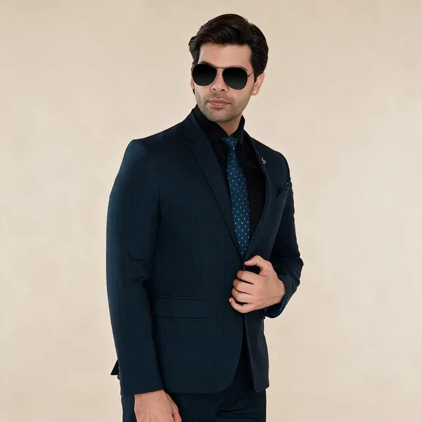 Teal_Blue_Terrycloth_Regular_Fit_Formal_Blazer_For_Men