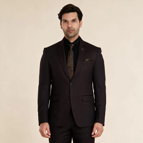 Dark_Brown_Terrycloth_Regular_Fit_Textured_2-Piece_Suit_For_Men