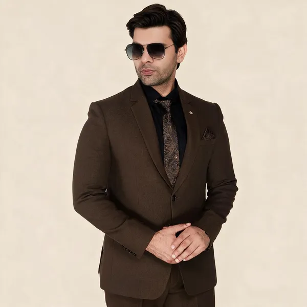 Dark_Brown_Terrycloth_Regular_Fit_2-Piece_Suit_For_Men