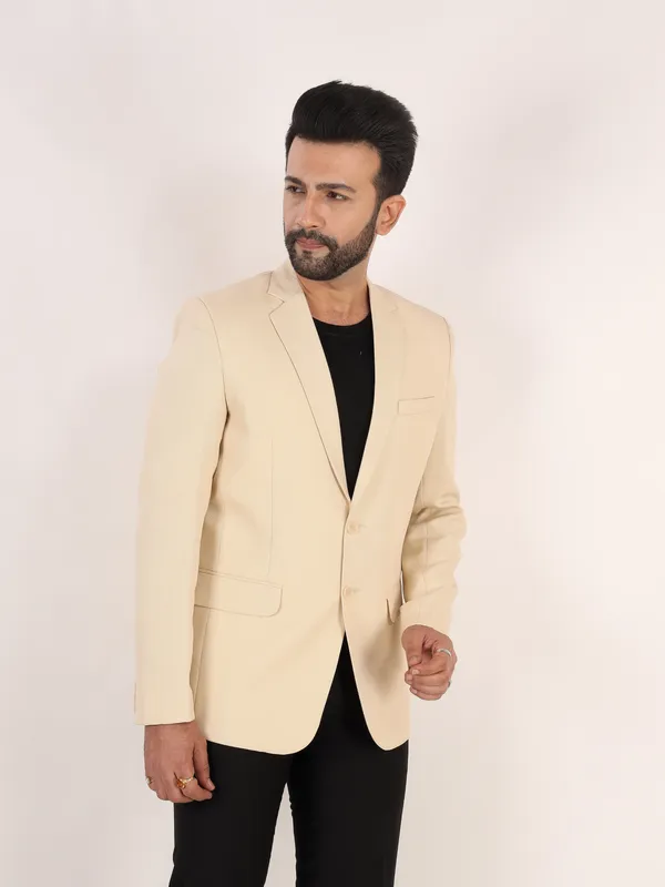 Beige_Polyester_Regular_Fit_Single_Breasted_Blazer_For_Men