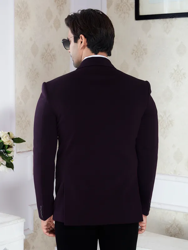 Wine_Purple_Knitted_Regular_Fit_Formal_Blazer
