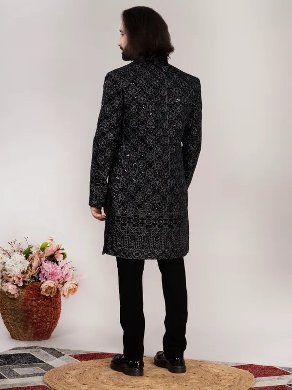 Black_Premium_Velvet_Embroidered_Indo-Western