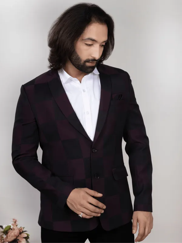 Wine_Black_Windowpane_Check_Regular_Fit_Blazer_For_Men