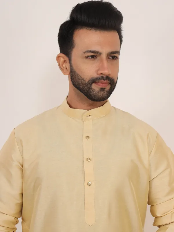 Light_Yellow_Dupion_Silk_Regular_Fit_Kurta_Pajama_Set_For_Men
