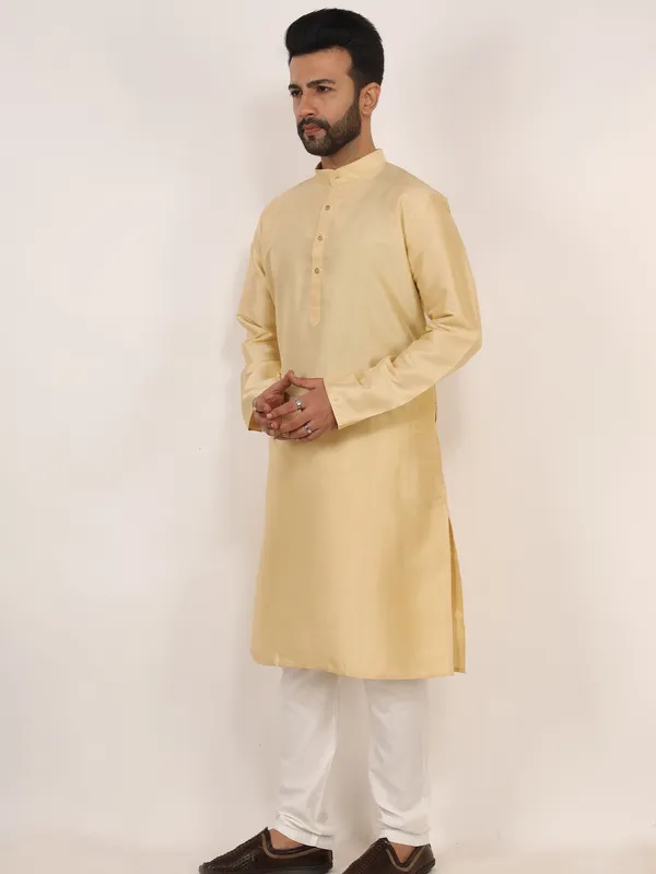 Light_Yellow_Dupion_Silk_Regular_Fit_Kurta_Pajama_Set_For_Men