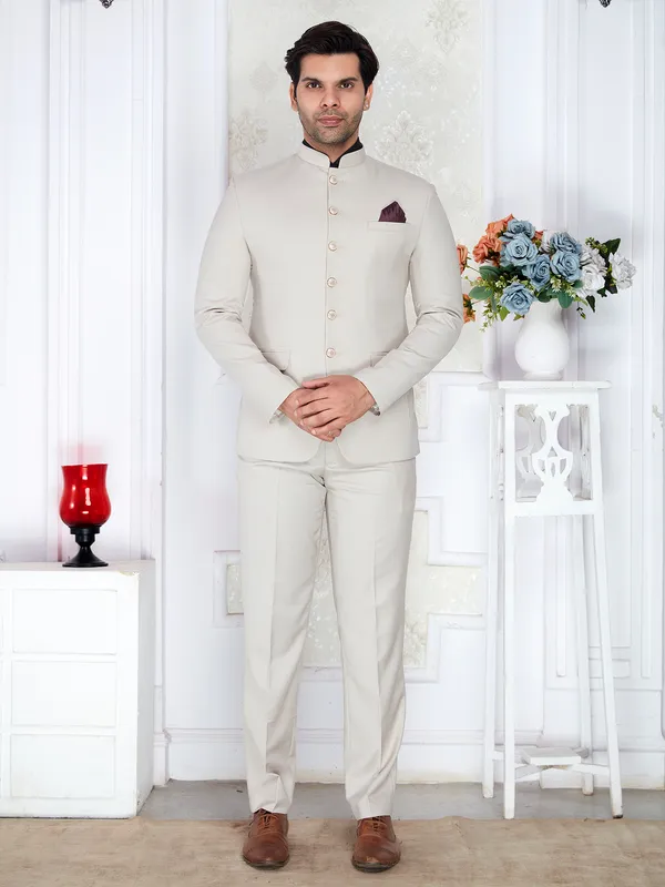 Ivory_Beige_Terrycloth_Regular_Fit_Bandhgala_Jodhpuri_Suit