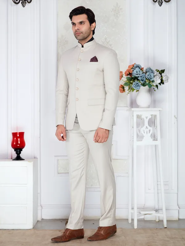 Ivory_Beige_Terrycloth_Regular_Fit_Bandhgala_Jodhpuri_Suit