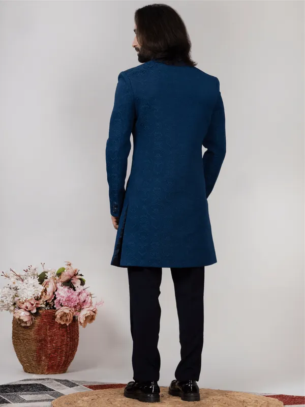 Blue_Jacquard_Regular_Fit_Indo-Western