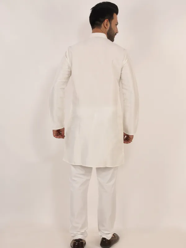 White_Dupion_Kurta_Pajama_Set