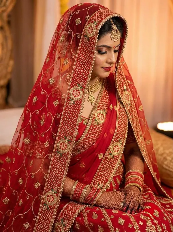 Red_Net_Gold_Zari_Thread_Embroidered_Bridal_Dupatta_For_Women