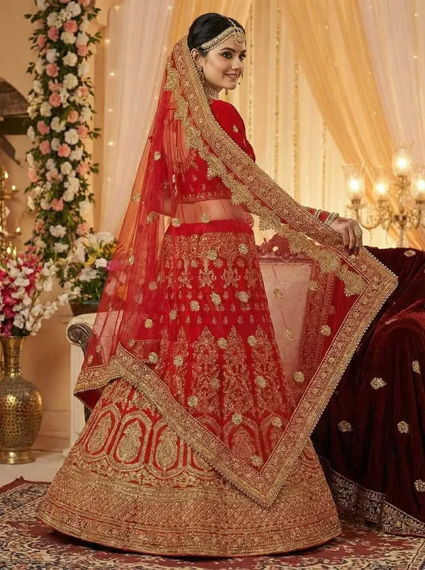 Red_Net_Heavy_Embroidered_Moti_Border_Bridal_Dupatta_For_Women