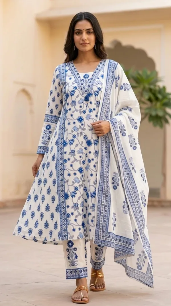 Blue_Cotton_Floral_Print_Straight_Kurti_Set_For_Women