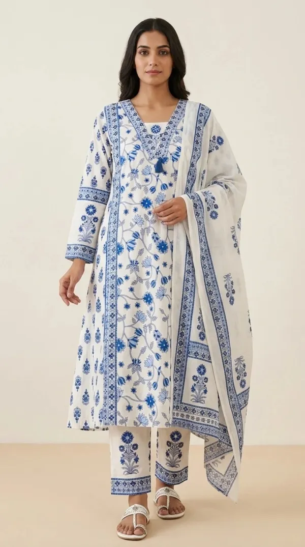 Blue_Cotton_Floral_Print_Straight_Kurti_Set_For_Women
