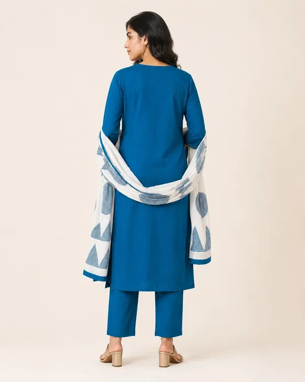 Blue_Cotton_Straight_Printed_Kurti_Set_For_Women