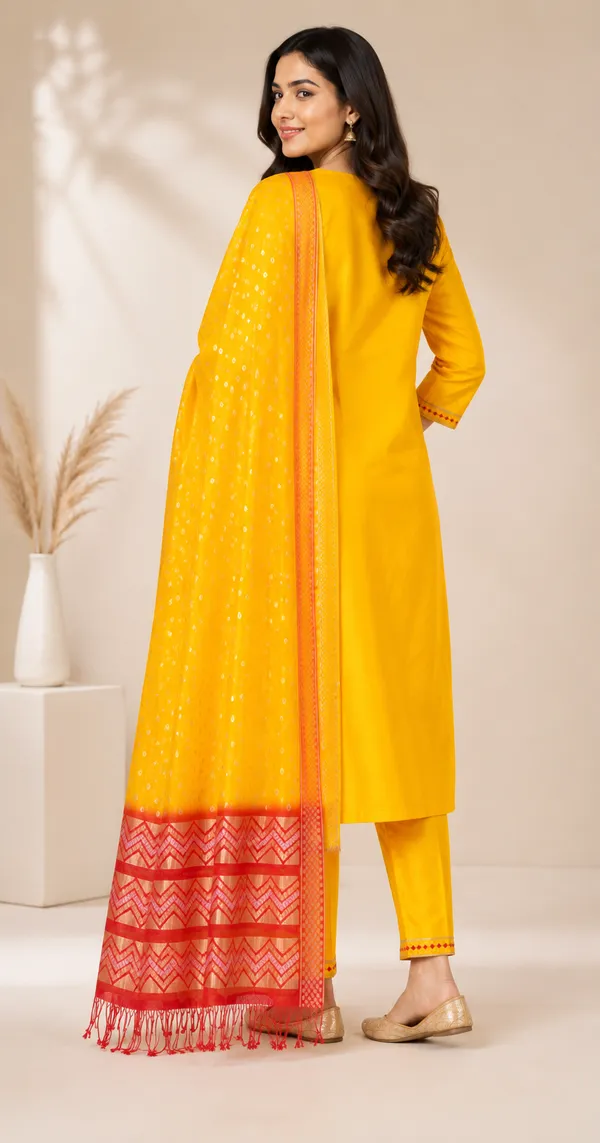 Yellow_Silk_Straight_Kurta_Set_For_Women