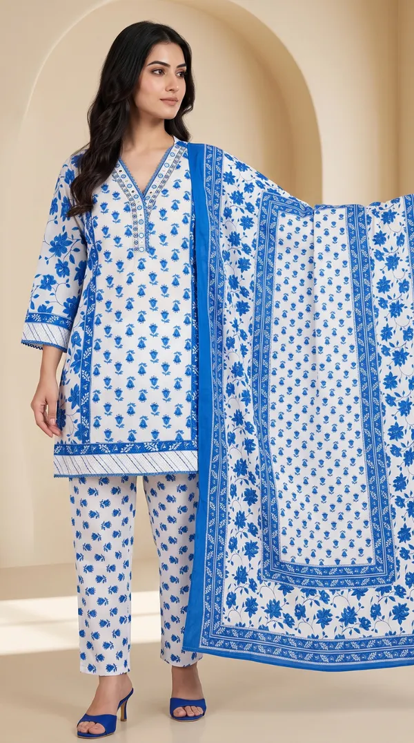 Blue_Cotton_Straight_Printed_Kurta_Set_For_Women