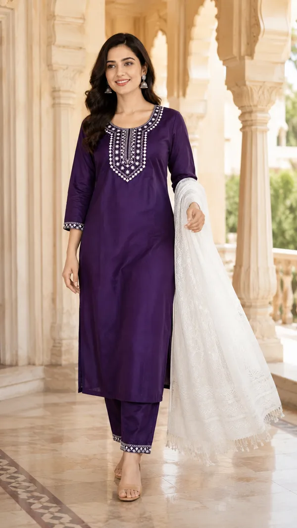 Purple_Silk_Straight_Embroidered_Kurta_Set_For_Women
