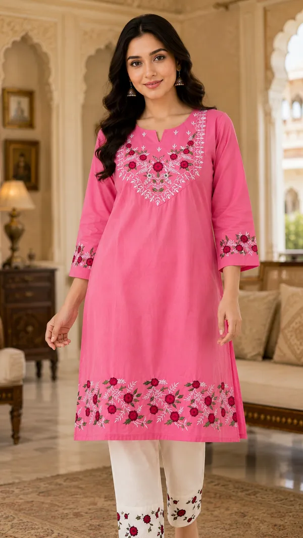 Pink_Cotton_Floral_Straight_Kurta_Co-Ord_Set_For_Women